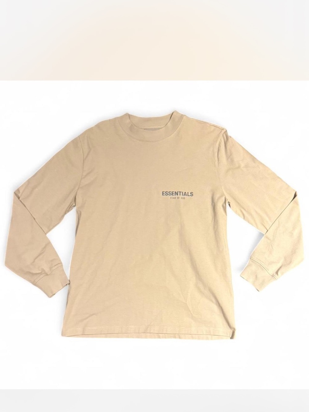ESSENTIALS Men's Sand/Tan Long-Sleeve Logo Tee